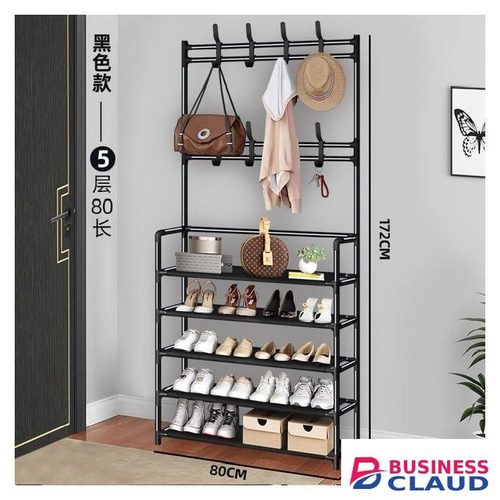 5 Layers Multi-function Shoe, Hat And Cloth Hanger Rack -Black