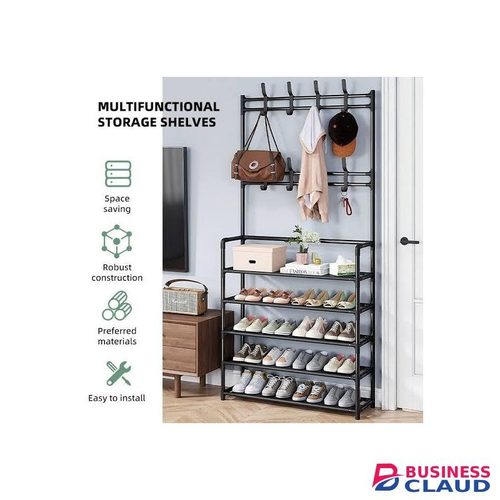 Black 5 Layers Multifunctional Shoes/Hat Rack Storage/ Entryway Coat/shoe Rack