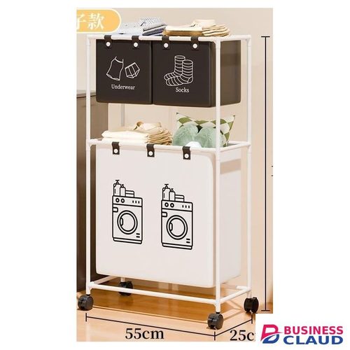 New Laundry basket Foldable dirty clothes organizer with wheels -white