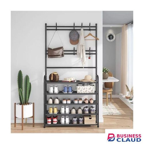 5 Tier/Layer Shoe Rack Organizer with Hooks for Hats/Hand Bags Storage