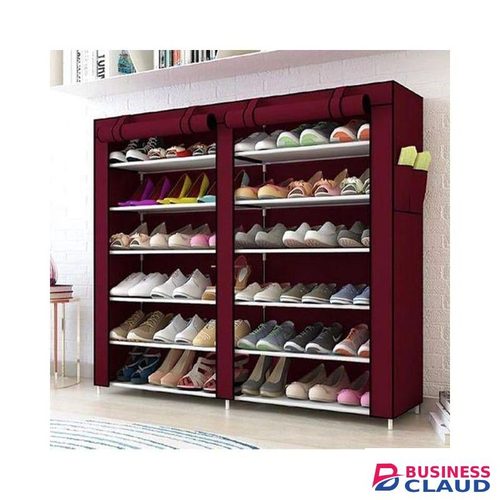 High Quality 2 Column 36 Pairs Dustproof And Water Proof Shoe Rack/organizer - Maroon
