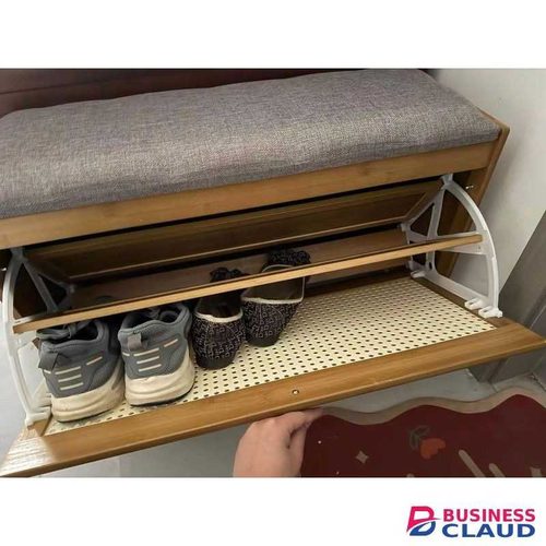 Wooden stool with bucket flip shoe cabinet