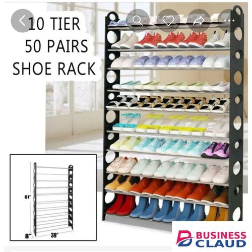 10 Tiers Non-Woven Fabric Shoe Rack,Tall Shoe Rack with Cover, Portable 9-Tier Shoe Organizer, Dustproof Shoe Cabinet for Entryway