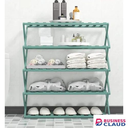 Foldable Bamboo Shoe Rack Stand 5 Layer Multifunctional Organizer for Shoes Books Plants Storage Sturdy Durable Portable Bamboo Material in Natural and Green Finish