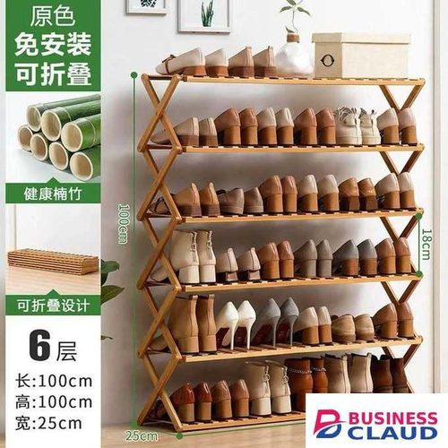 6 Tier Follable Bamboo Shoe Rack Stand