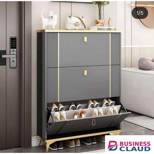 Grey Double Layered bucket flip shoe rack