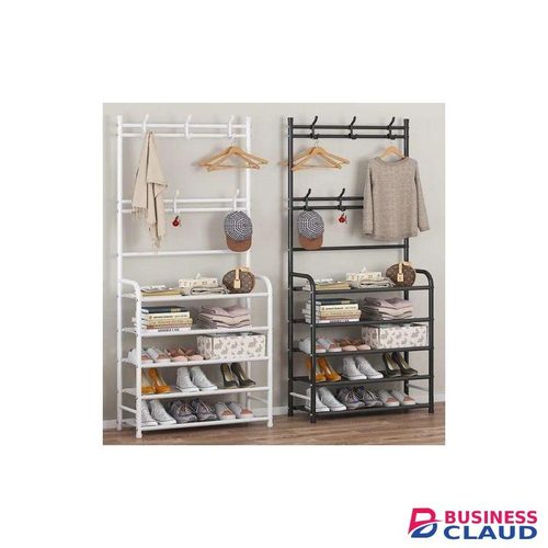 Classy Multifunctional 5 Tier Shoe Rack Organiser + Simple Floor Coat Hat Rack with 8 hooks