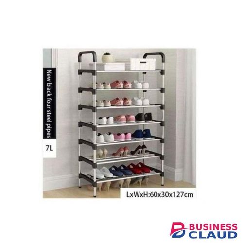 Portable Shoe Rack 21 Pairs 7 Layers -black