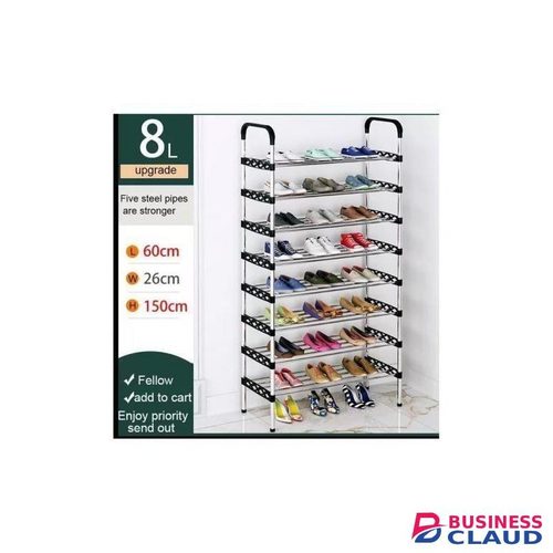 Heavy Duty Luxurious 8 Layer Shoe Rack! Size 55x26x149Cm - Black