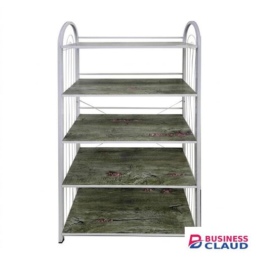 5-Tier Multipurpose Storage Rack – Elegant Wood & Metal Organizer for Kitchen, Living Room & Office