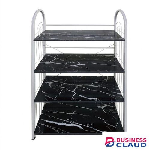 4-Tier Multipurpose Storage Rack – Elegant Wood & Metal Organizer for Kitchen, Living Room & Office – Black