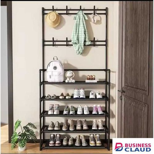 5 tier multifunctional shoe rack with hanging hooks