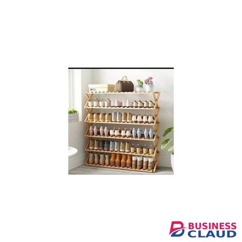Exquisite 6-Tier Brown Bamboo Shoe Rack/Multifunctional Organizer