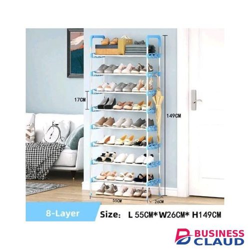 8-Layer Metallic Shoe Rack – 55×26×149cm