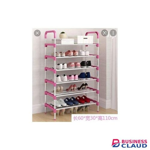 Adjustable Portable Shoe Rack 6 Tier Pink