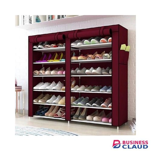 High Quality 36 Pair Shoe Rack With Cover - Maroon