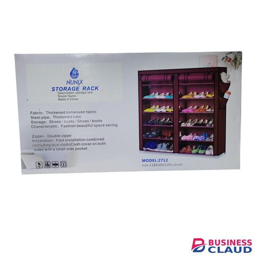 Nunix Double Row Non Woven Fabric Shoe Rack Shelf Cabinet