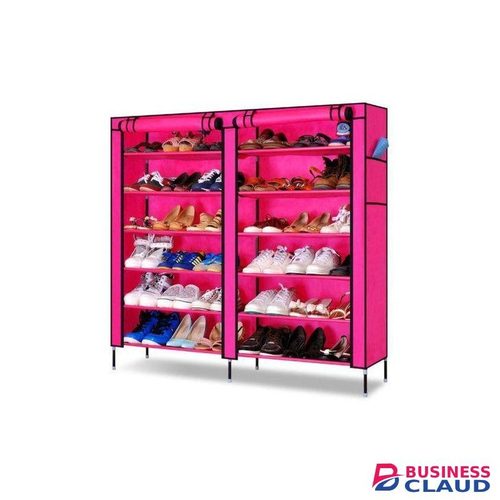 2 Column 36 Pairs Dustproof And Water Proof Shoe Rack/organizer - Pink