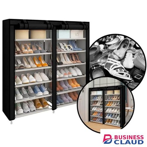 CYFAZA Shoe Rack Organizer Space for 36 Pairs 6 Tiers Double Column Dust-proof & Stainless Steel Black