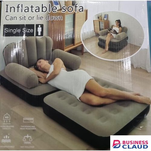 Portable Inflatable Sofa Bed Couch Double Layer Air Sofa with Armrest Manual Pump Lazy Inflatable Bed for Home Camping Travel