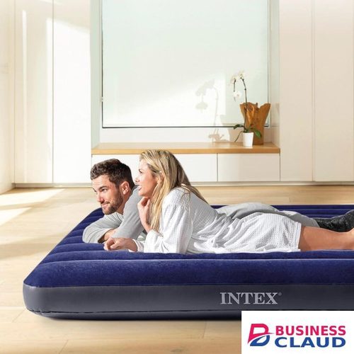 Intex Full Size Durabeam 4x6 feet -137cm x 191cm x 25 cm Classic Downy Air mattress bed/ Portable Air Mattress for Camping, Guests and Home