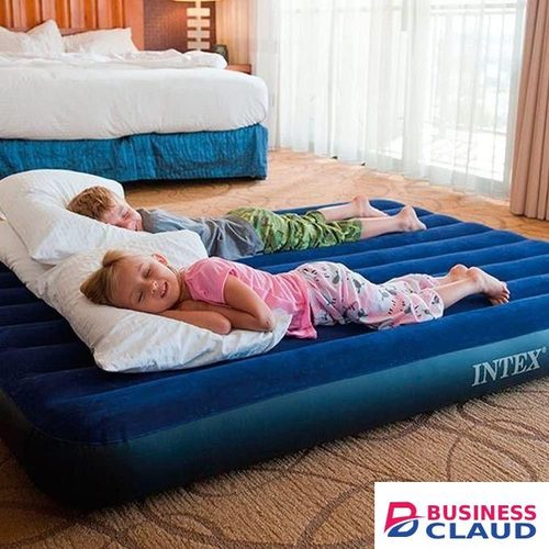 Intex 6x6 feet Portable Inflatable Mattress Air Bed with Plush Top for camping and indoors + 1 Free Pump