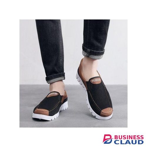 Mens Slipon Sports Shoes Loafers Canvas Casual Classic Running Sneaker Black