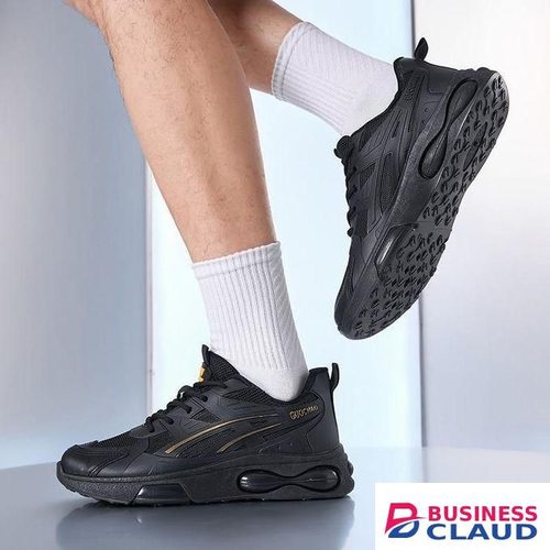 Men Sneakers Low Cut Mesh Breathable Sport Shoes - Black