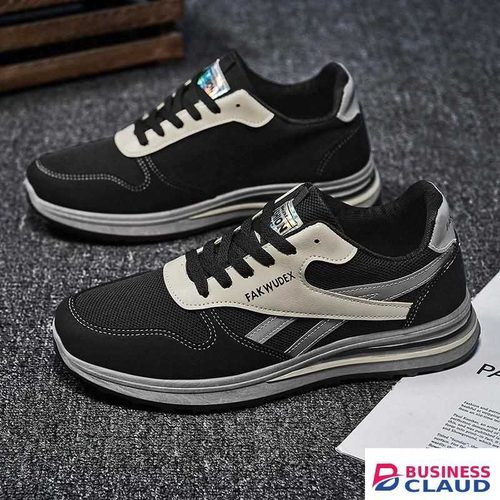 KANGERDUN Casual and sport running shoes, low-top canvas sneakers-Black