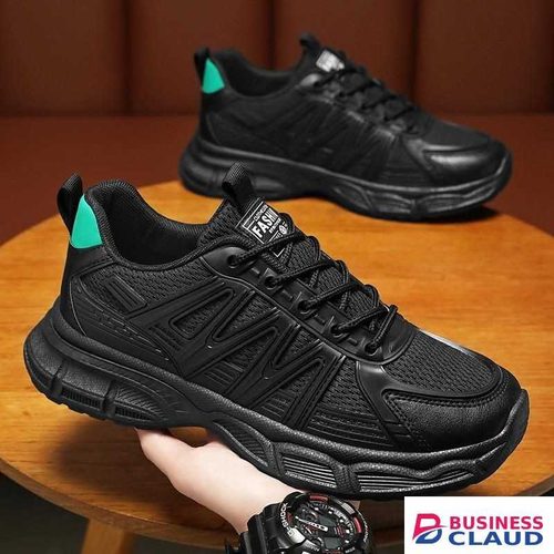 AIDAILU Men's Casual Sneakers Breathable Running Shoes Male Sport Shoes - Black in Kahawa-wendani