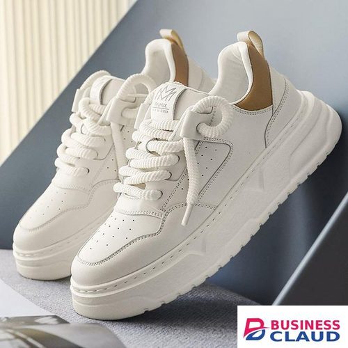 GALUIN Casual Mens Sneakers Low Top Lace Up Shoes-White
