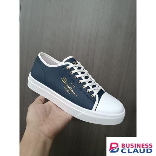 Santoni classic Men’s Sneakers – Navy Blue with White SOLE