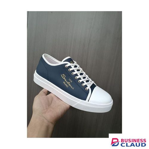 Santoni classic Men’s Sneakers – Navy Blue with White SOLE