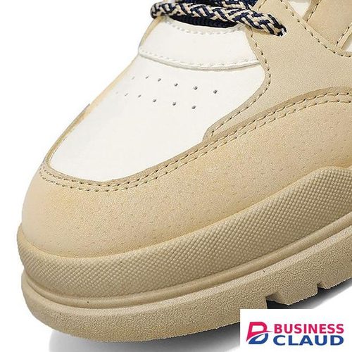 Casual Lace Up Sneakers Trendy Low Cut Shoes For Men - Beige & Navy