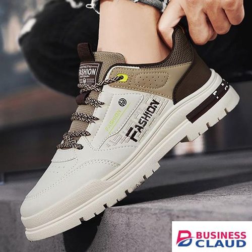 Casual Lace Up Sneakers Trendy Low Cut Shoes For Men - Beige & Brown in 1