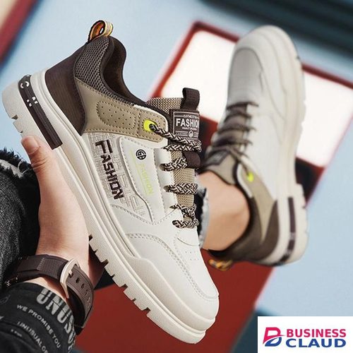 Casual Lace Up Sneakers Trendy Low Cut Shoes For Men - Beige & Brown in 1