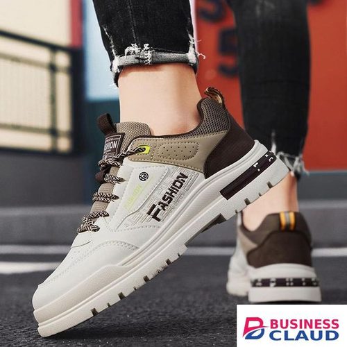Casual Lace Up Sneakers Trendy Low Cut Shoes For Men - Beige & Brown in 1