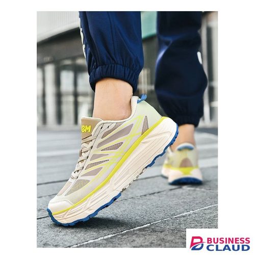 HOBM Breathable Mesh Running Shoes: Lightweight Sneakers, Cushioned Comfort Jogging Outdoor Sports Tennis Shoes - Yellow