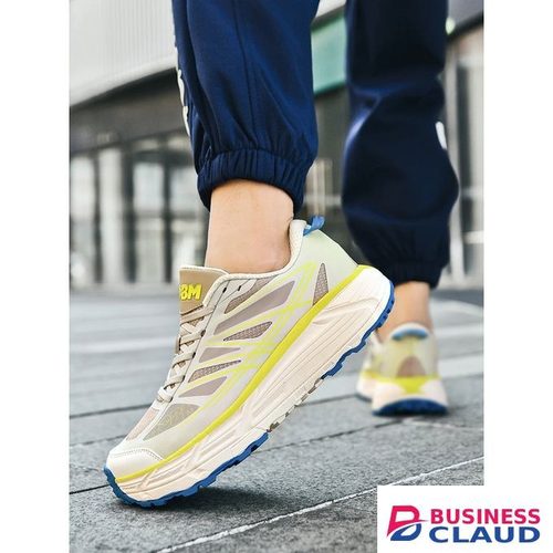 HOBM Breathable Mesh Running Shoes: Lightweight Sneakers, Cushioned Comfort Jogging Outdoor Sports Tennis Shoes - Yellow