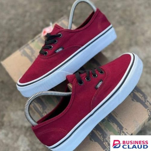 Unisex Retro Canvas Sneakers - Maroon & White - Classic Low Casual Size 38-45 in 1-ladies-beauty-stud-earring-set-zz