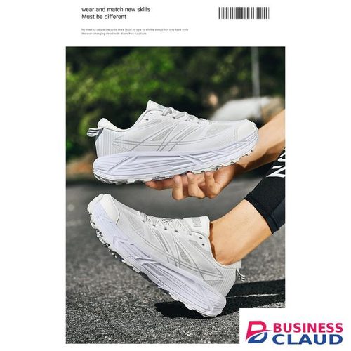 HOBM Breathable Mesh Running Shoes: Lightweight Sneakers, Cushioned Comfort Jogging Outdoor Sports Tennis Shoes - White