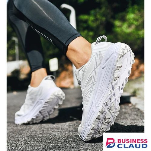 HOBM Breathable Mesh Running Shoes: Lightweight Sneakers, Cushioned Comfort Jogging Outdoor Sports Tennis Shoes - White