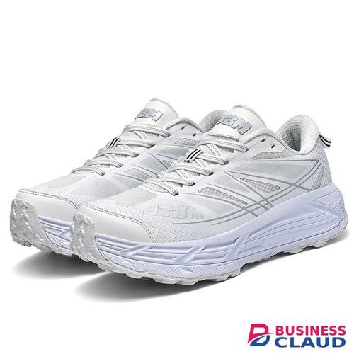 HOBM Breathable Mesh Running Shoes: Lightweight Sneakers, Cushioned Comfort Jogging Outdoor Sports Tennis Shoes - White