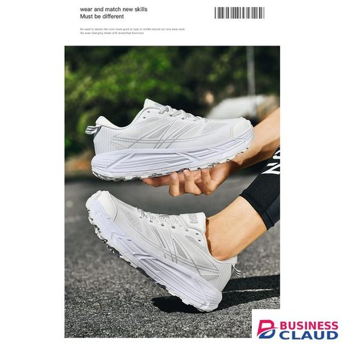 HOBM Breathable Mesh Running Shoes: Lightweight Sneakers, Cushioned Comfort Jogging Outdoor Sports Tennis Shoes - White