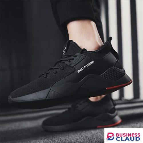 BLWOENS Men's Sneakers Casual Shoes Comfortable Sneakers Classic Lace-up Shoe -Black