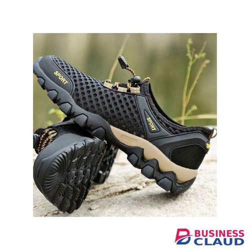 Mens Sneakers Outdoor Hiking Mesh Fabric Non-slip Sports Breathable Shoes Black
