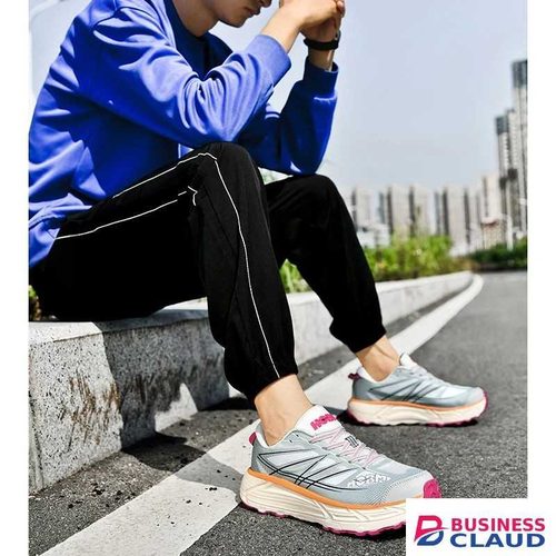 HOBM Breathable Mesh Running Shoes: Lightweight Sneakers, Cushioned Comfort Jogging Outdoor Sports Tennis Shoes - White Blue in 1