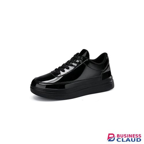 Men'S Outdoor Sneakers Sporty Patent Gold Pu Leather Shoes Big Size 39-47 Black