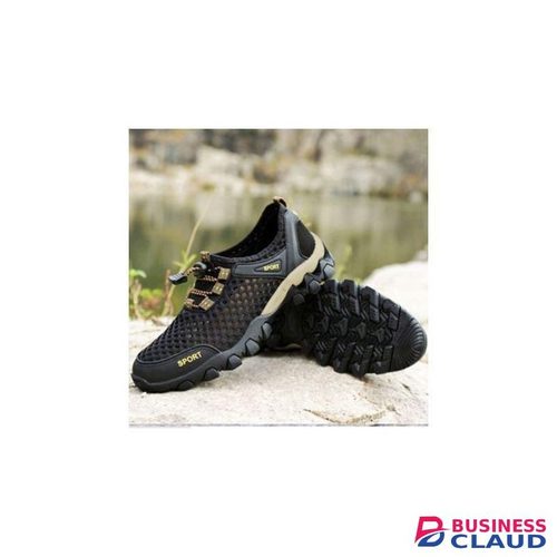 Mens Sneakers Outdoor Hiking Mesh Fabric Non-slip Sports Breathable Shoes Black-EU 43