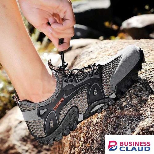VANHUHU Men's Sneakers Outdoor Hiking Mesh Fabric Non-slip Sports Breathable Shoes Grey